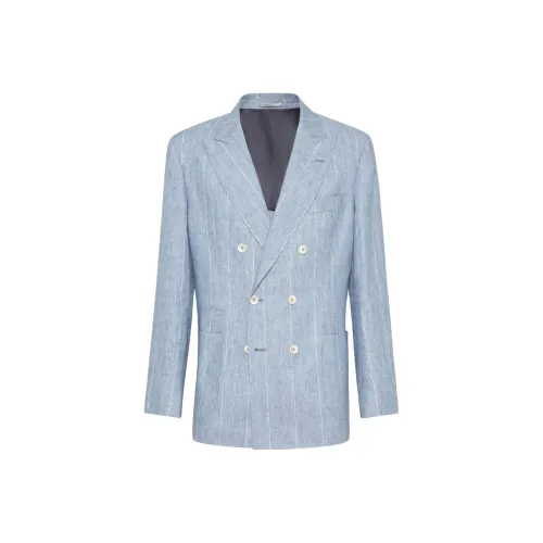 BRUNELLO CUCINELLI FW23 Бизнес-костюм Пальто Мужской Небесно-голубой