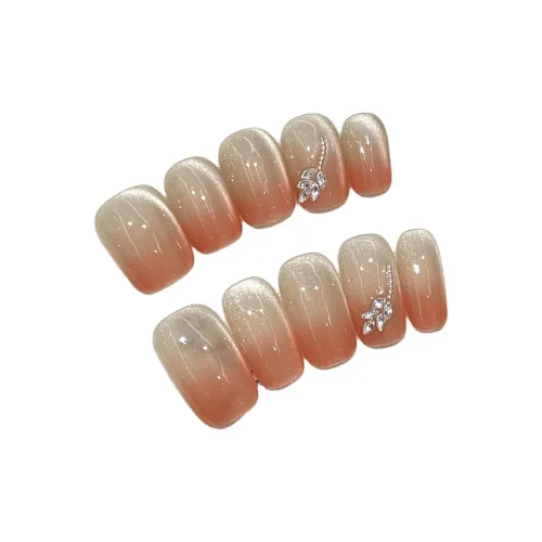 Yun Yue Joe A Tear Минималистский стиль Премиум Ледяной Прозрачный Мягкий False Nail Короткий LADDER Телесный Градиентный Coquette 15 мм