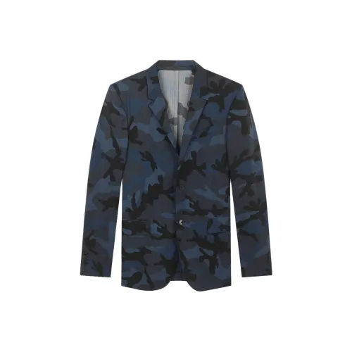 Valentino Бизнес-костюм Пальто Мужской Камуфляж Синий