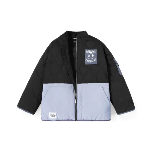 GENANX Letter Colorblock Воротник-стойка Loose Fit Пуховая куртка Унисекс