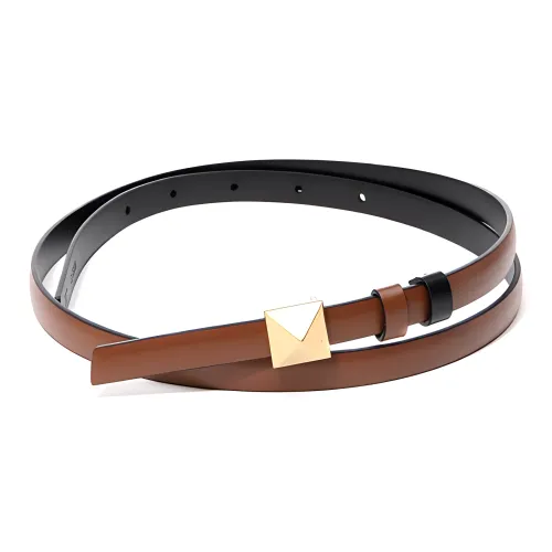 Valentino Двойной Сided Design Smooth Clasp Кожаные ремни Женские Коричневый Ширина 1 см