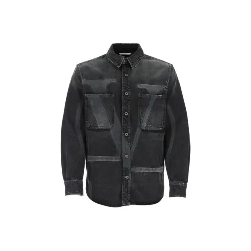 Valentino Мужские Джинсовые Куртки Серого Цвета