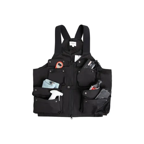 FLOAT Без воротника Свободный крой Жилет Унисекс Черный