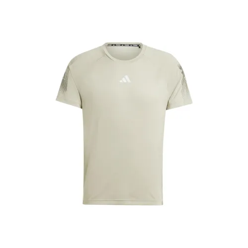 Adidas GymGym+ T-Shirt Мужская Pebble Серебристо-Серый Темно-Оливково-Зеленый