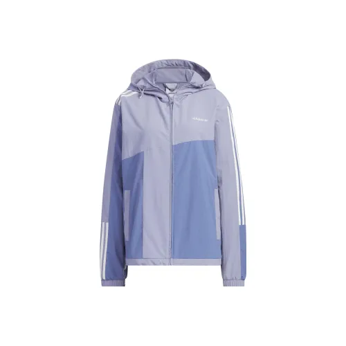 Adidas Originals Classic Three Stripe Series Куртка Унисекс Серый Фиолетовый