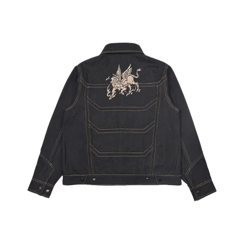 WOOKONG Loose Fit Denim Jacket Men's Black