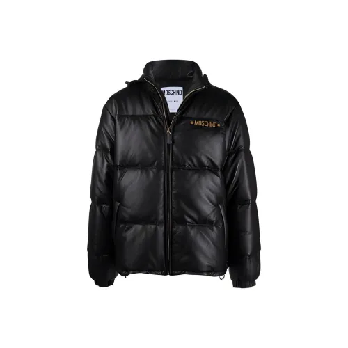 MOSCHINO FW21 Однотонный Letters Воротник-стойка Свободный крой Пуховая куртка Мужская Черная