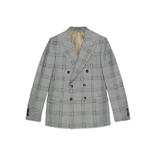 GUCCI SS24 Бизнес-костюм Пальто Мужской Серый