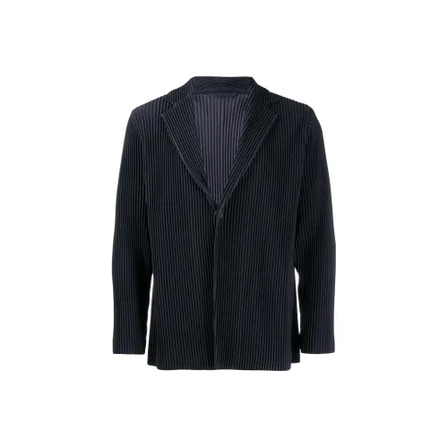 Homme Plissé Issey Miyake Бизнес-костюм Пальто Мужской Морской Синий