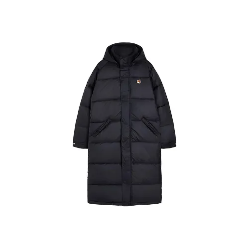 Maison Kitsune SS21 Однотонный С капюшоном LONG DOWN JACKET Унисекс Черный