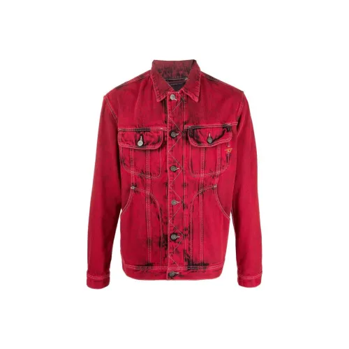 DIESEL Red Men's Denim Jackets DIESEL Красный Мужские Джинсовые Куртки