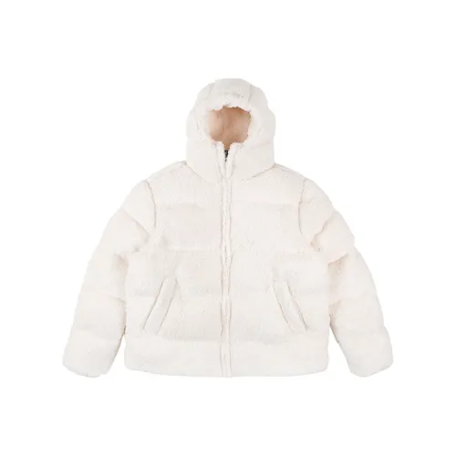 MEDRIA Letter С капюшоном Свободный крой Утолщенный пуховик Унисекс Экрю