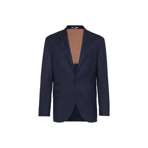 BRUNELLO CUCINELLI SS24 Бизнес-костюм Пальто Мужской Морской Синий