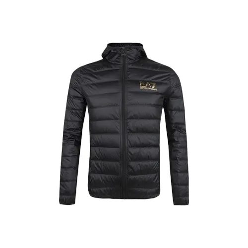 EMPORIO ARMANI EA7 Черный Золотой Мужской Пуховик