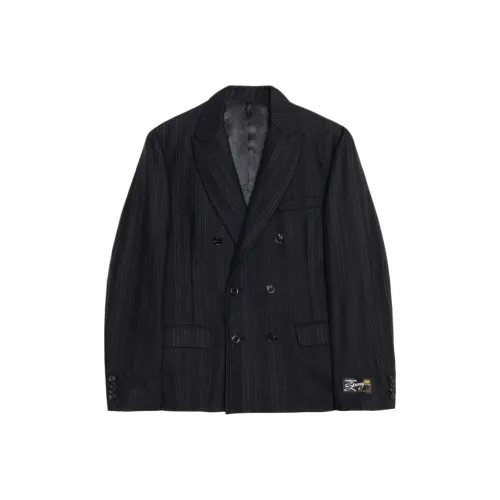 Stussy SS24 Бизнес Костюм Пальто Унисекс Черный