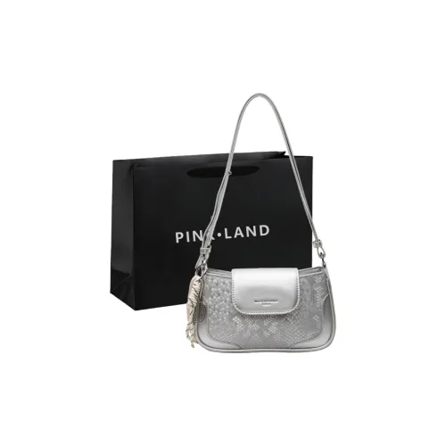 PINK·LAND ПУ (полиуретан) Сумка через плечо Женская Черный Экрю Розовый Серебряный