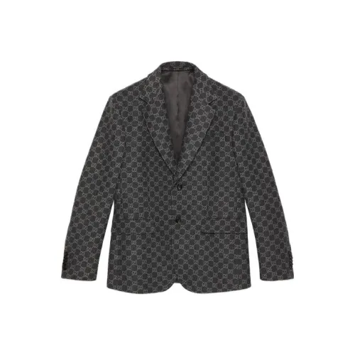 GUCCI FW23 Бизнес-костюм Пальто Мужской Темно-серый