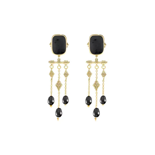 Goossens Латунь с 24K Золотой Платина Серьги-гвоздики Женские Черный