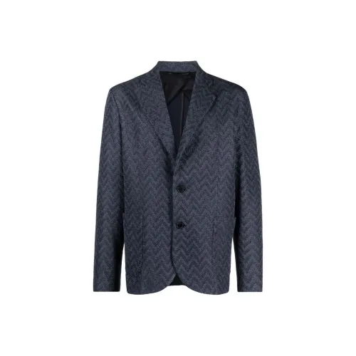 MISSONI FW23 Бизнес-костюм Пальто Мужской Стальной Синий