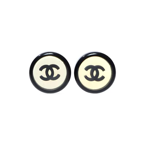 Серьги CHANEL Brass Stud Унисекс Черный Белый