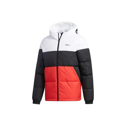 ADIDAS NEO Пуховик Зимний Мужской Черный Белый Красный Многоцветный