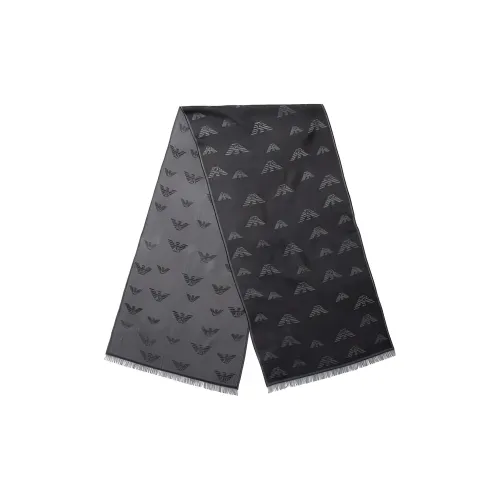 EMPORIO ARMANI Вязаные шарфы из смешанной шерсти черные мужские