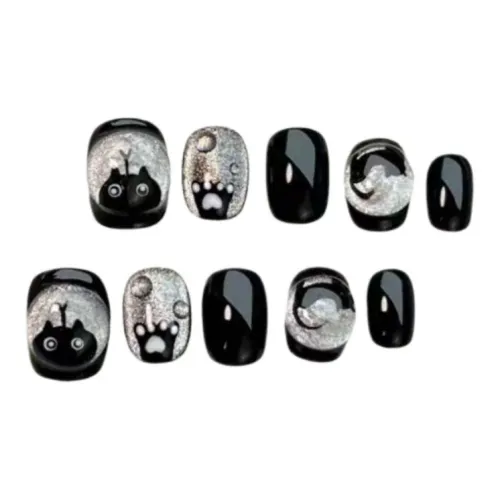 Gentle Welcome Gothic Style Ручная работа Черный кот Горячая девушка с таинственным украшением Короткий черный стиль с эффектом смужки Instagram стиль