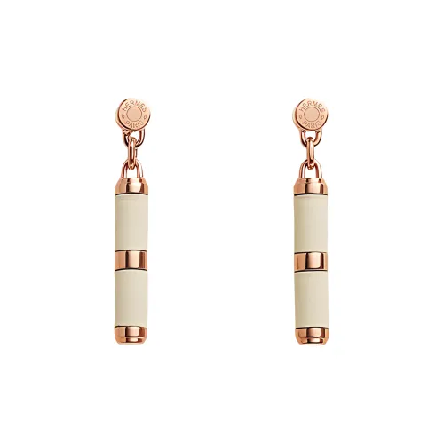 HERMES Charniere Серьги Розово-золотой/Кремово-белый Женские