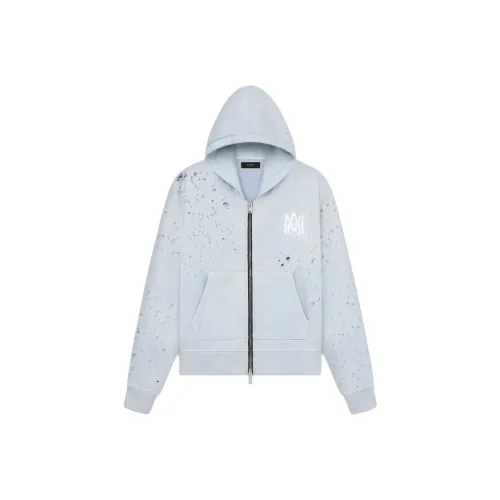 AMIRI SS24 Промытый Ma Shotgun Толстовка Куртки Пальто Мужской Серый