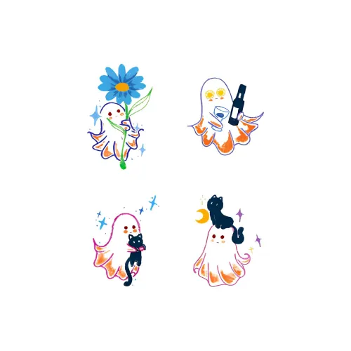 ZAIBIAN Милый Little Глубокий синий Instant Многоцветный Водонепроницаемый Комбинация Tattoo Стикер Мультяшный Акварель Девушка Свежий