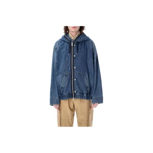 Sacai совместный бренд Темно-синий Мужской Джинсовые куртки