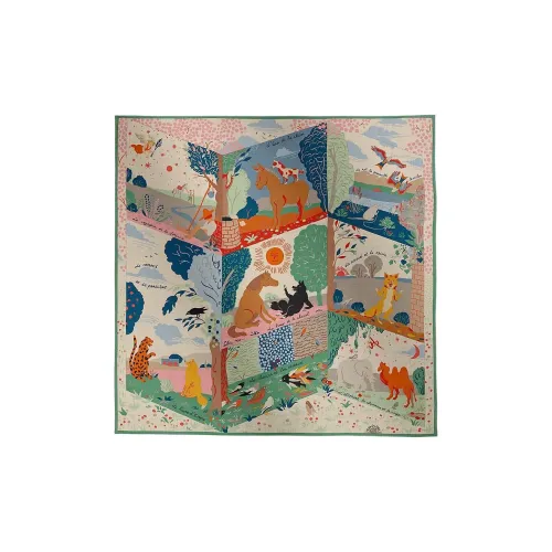 HERMES Кашемир Шелк Палантины Женские Бежевый