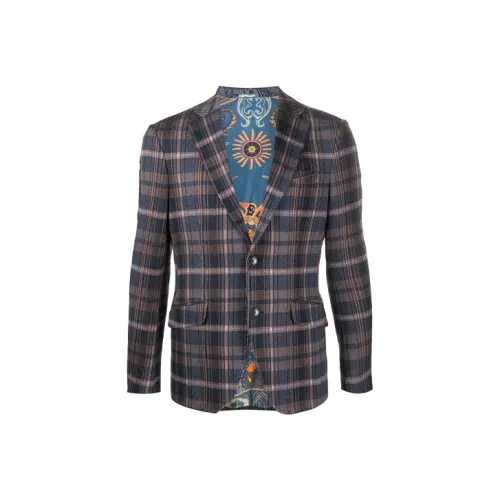 ETRO Синий Коричневый Мужской Деловой Костюм