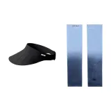 Черная солнцезащитная шляпа + сине-серый градиент охлаждающие рукава