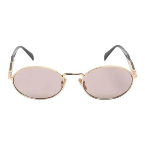PRADA Металл Ацетат Круглые Солнцезащитные очки Женские Золотые