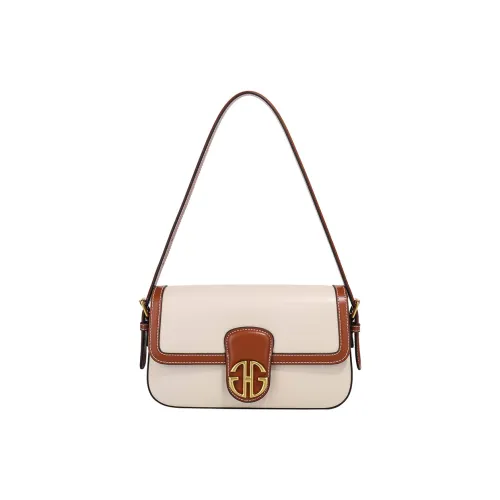 GHG Коровья кожа Сумка через плечо Маленькая женская сумка Коричневый Белый Бургунди