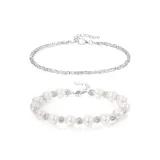 Сырой Серебро Жемчужный Браслет 1 Пара