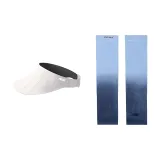 Бежевая шляпа для защиты от солнца + охлаждающие рукава с синим и серым градиентом