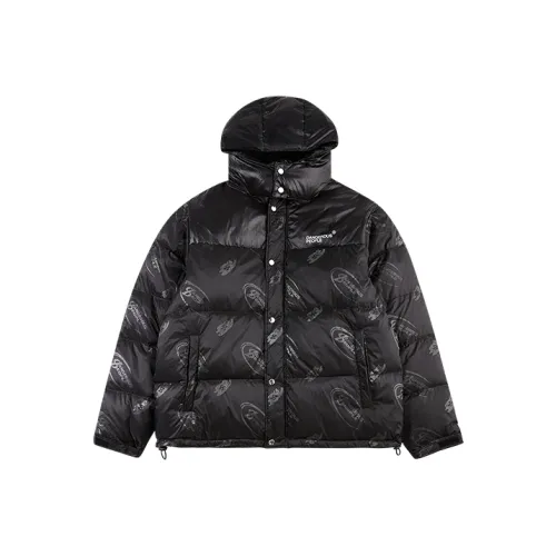 DANGEROUSPEOPLE Letter С капюшоном Свободный крой Пуховая куртка Унисекс Черный