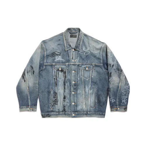 BALENCIAGA Граффити Синий Унисекс Куртки