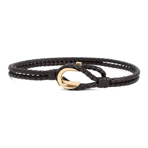 Bottega Veneta Lambskin Leather Belts Women's Dark Brown