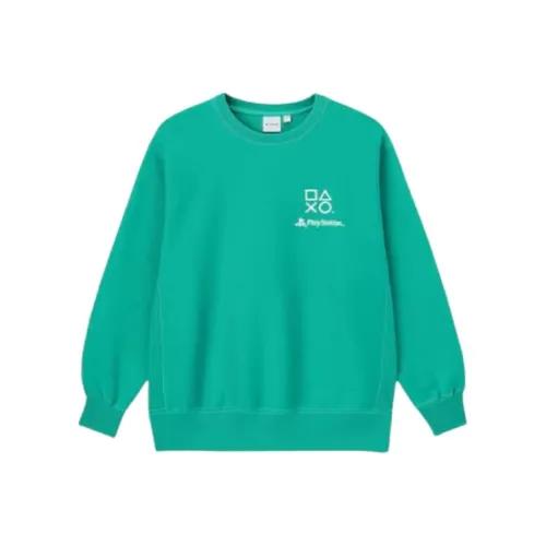 GU PlayStation совместный бренд Co Бренд Зеленый Мужской Свитшот