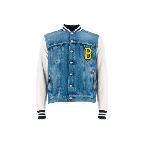 BALMAIN Blue Men's Denim Jackets BALMAIN Синий Мужские Джинсовые Куртки