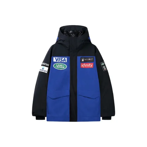 SPYDER x Landrover Буква Colorblock С капюшоном Утолщенный пуховик Унисекс