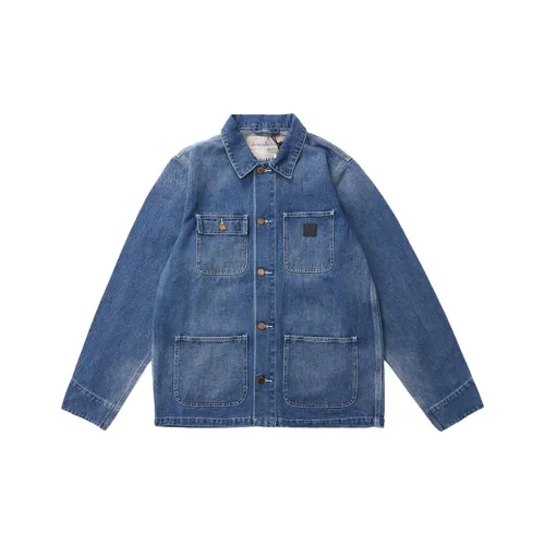 TEKABLU FW22 Отложной воротник Свободный крой Прямой крой Длинный рукав Деним Куртка Мужская Джинсовый синий