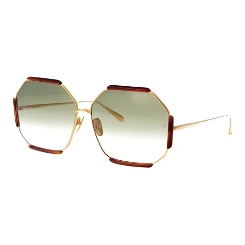 Linda Farrow Титан Нерегулярная форма Солнцезащитные очки Женские Золото