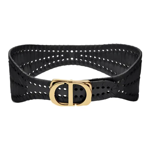 DIOR Letter Logo Smooth Clasp Кожаные ремни Женские Черный 4CM