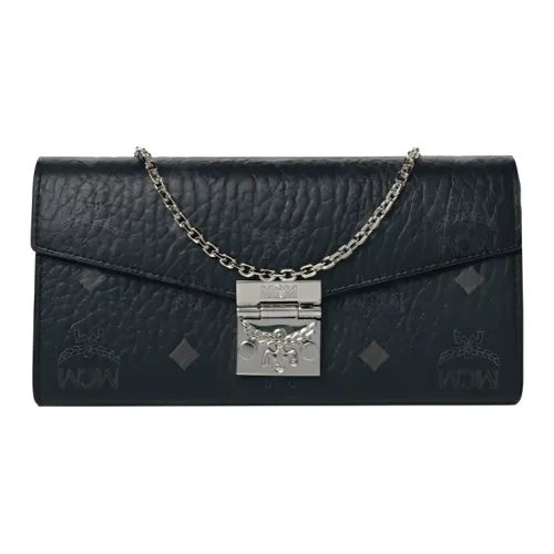 MCM Visetos Покрытый холст с кожей наппа цветовая комбинация кошелек сумка через плечо большая женская черный