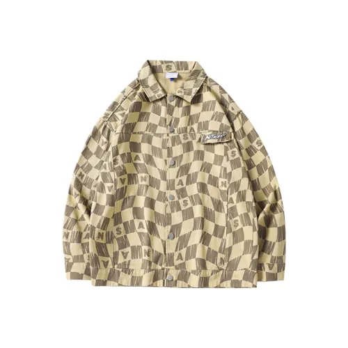 LAMLICKA x Nasapanda Свободный крой Джинсовая куртка Унисекс Кофейный