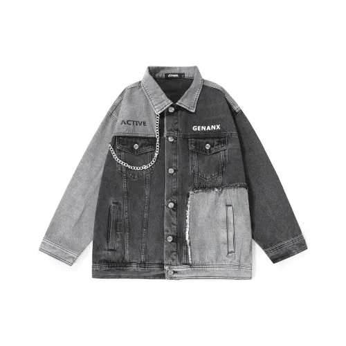 GENANX Denim Jacket Unisex Gray GENANX Деним Куртка Унисекс Серый